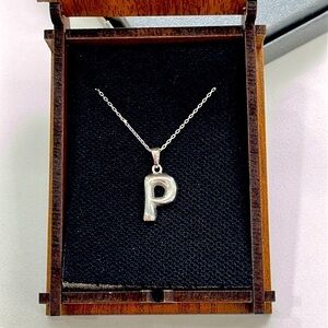 Brand New Sterling Silver 925 3D Bubble Letter Necklace Monogram Balloon "P"